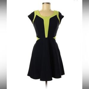 City Triangles Navy and lime green racerback fit and flare dress, size 9